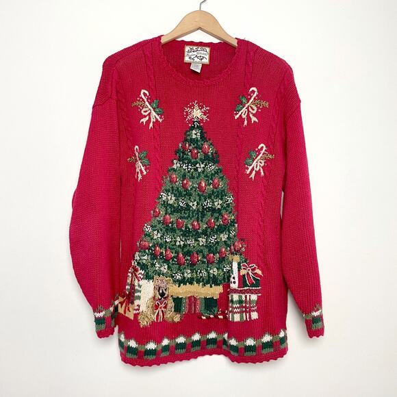 Vintage Y2K Heirloom Collectibles Christmas Tree Bear Holiday Sweater Size L - Picture 1 of 8